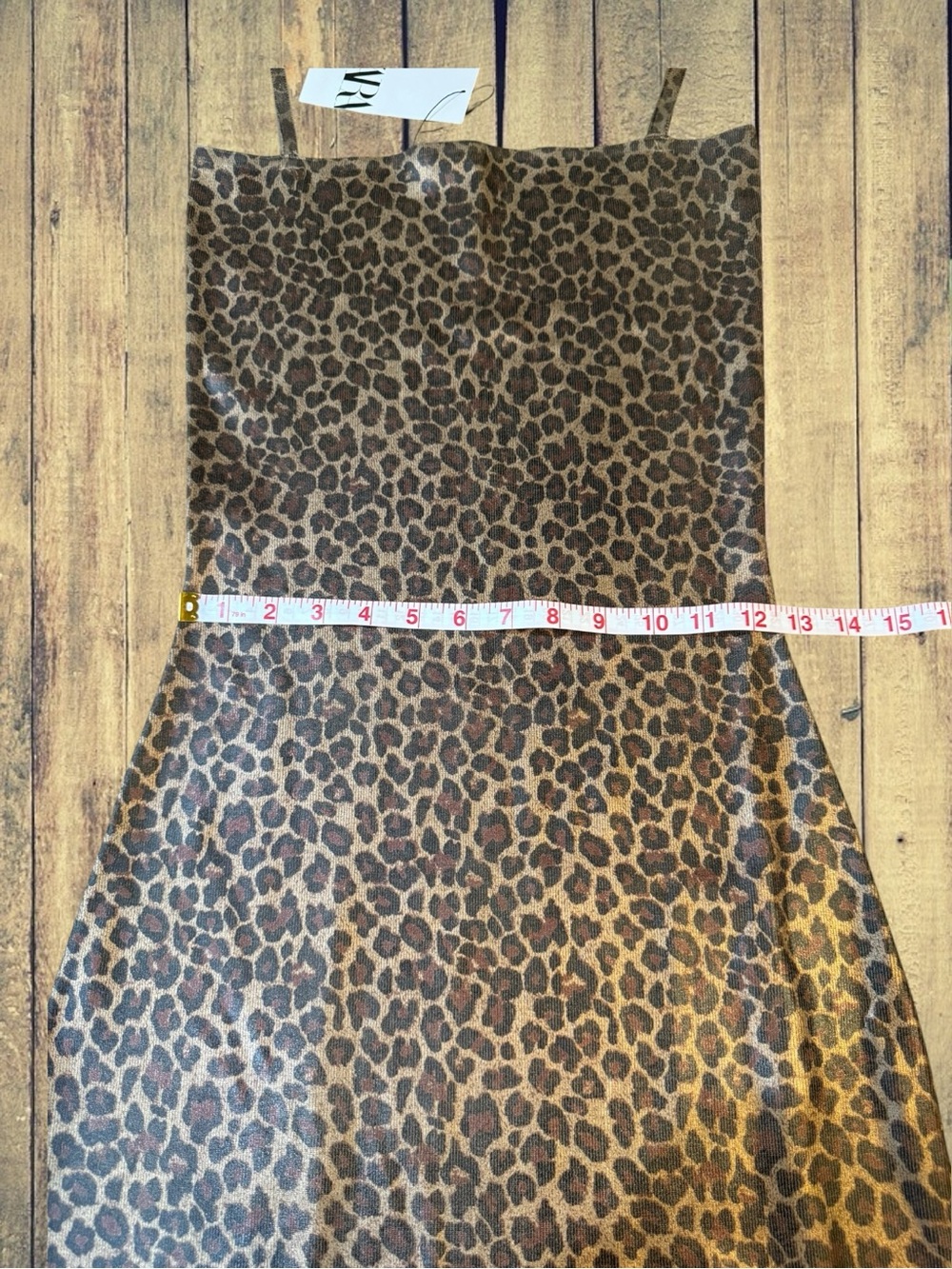 Zara Leopard Print Strappy Foil Knit Midi Animal Print Slip Dress Medium NWT - Picture 6 of 14